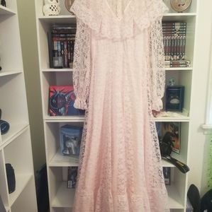 Vintage 70s pink prom dress union made